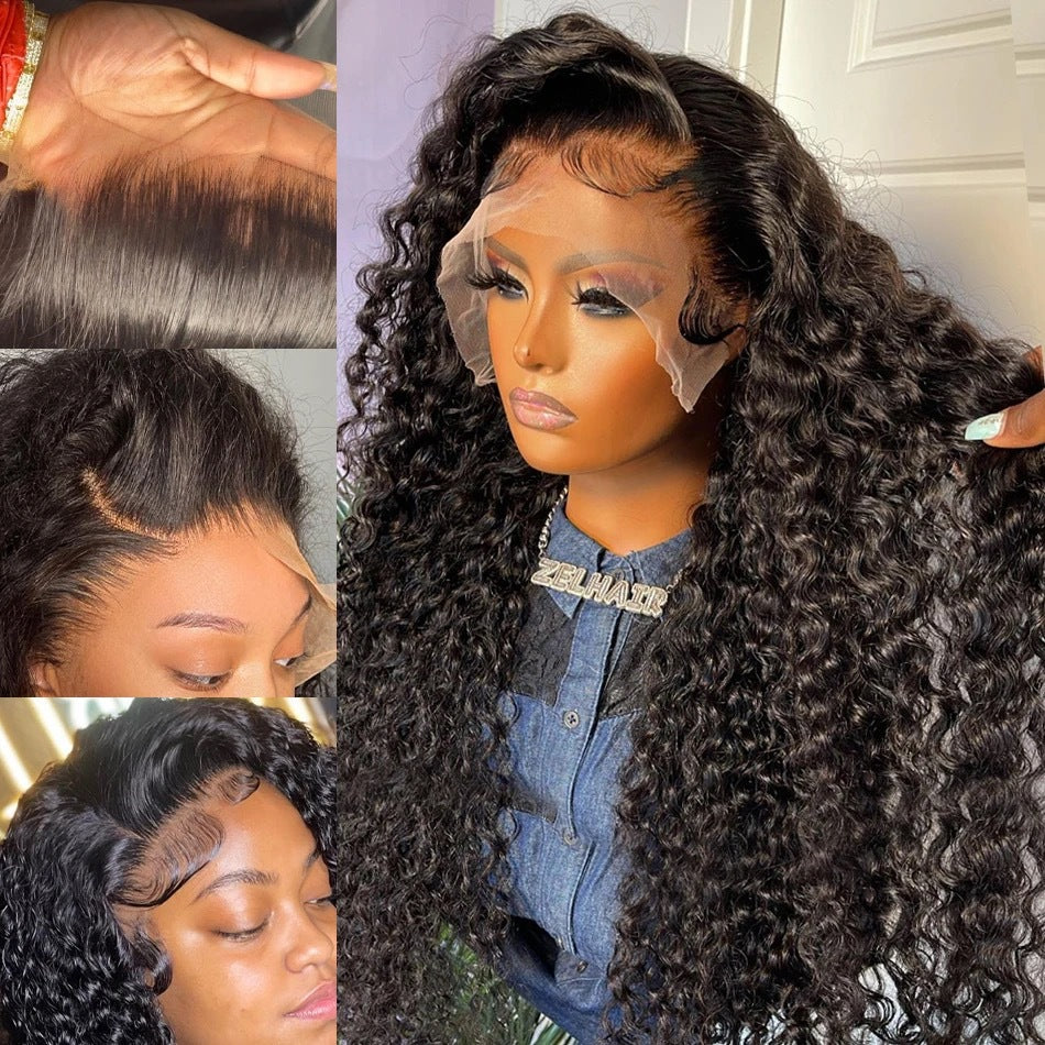 Front lace small roll wig set African women Black long roll lace wig factory in stock One piece hair replacement