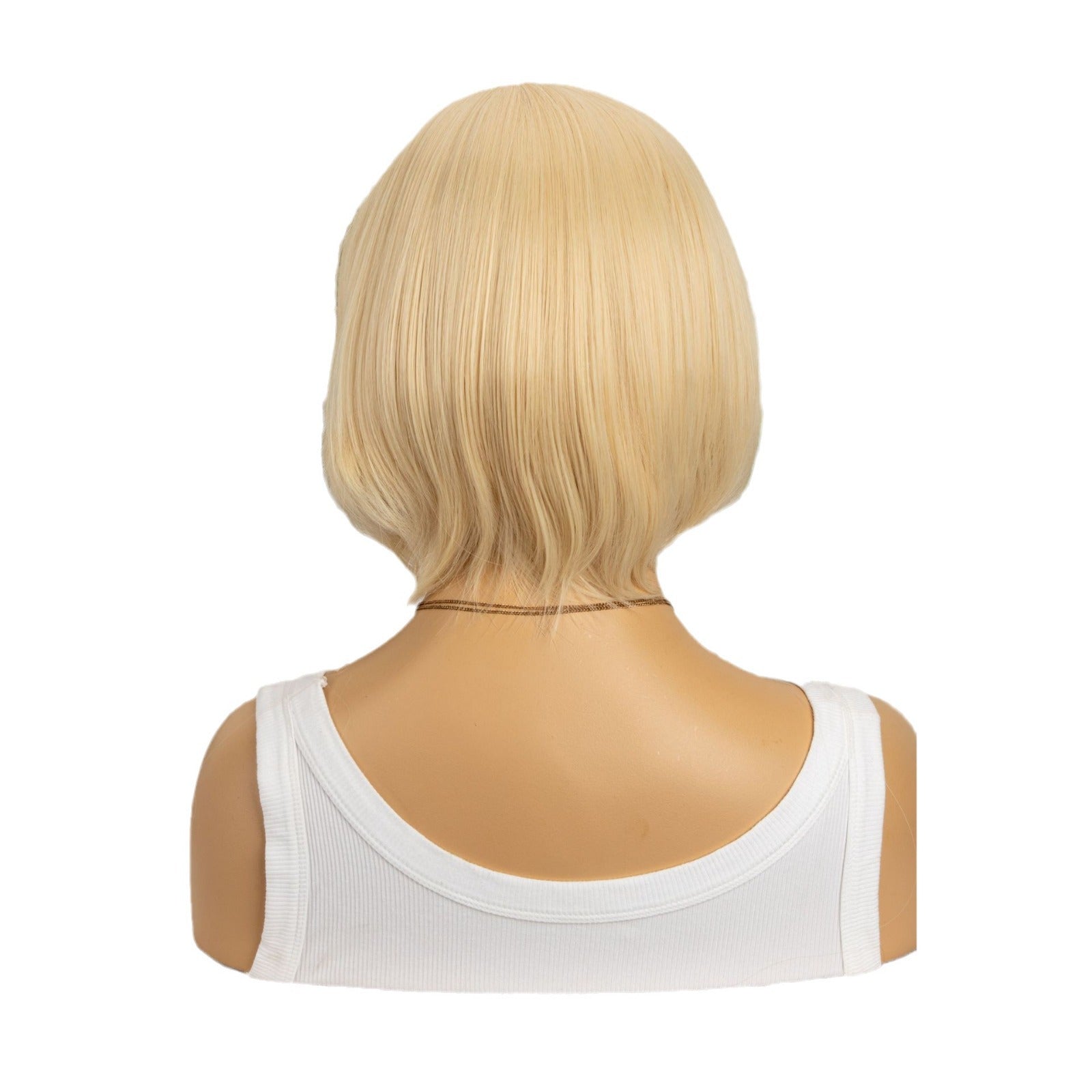 Cross border new wig for women in Europe and America, light gold color with bangs, short straight hair, bob inner buckle manufacturer, in stock direct sales