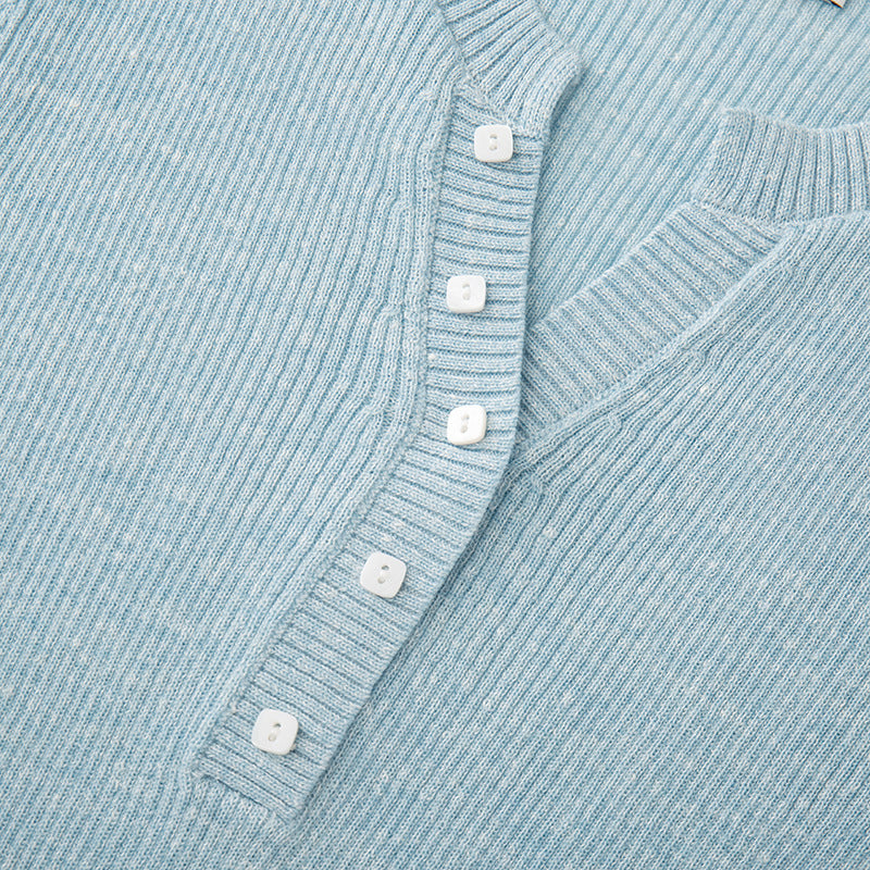 Stylish knitted sweater with fringes, sleeveless, French fashion round neckline