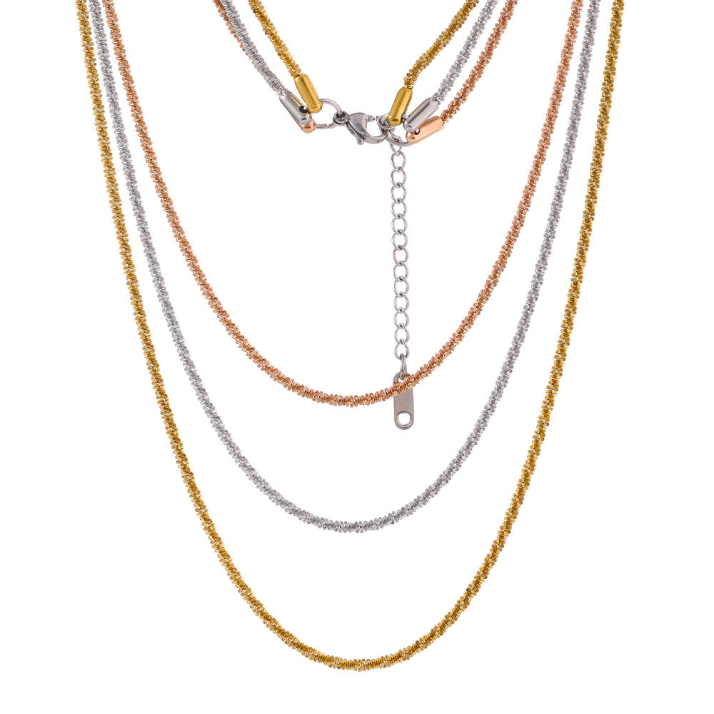 Cross border stainless steel multi-layer layered necklace for women, versatile and non fading high-end accessories wholesale ins style collarbone chain