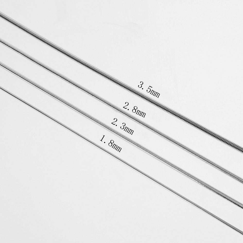 Cross border hot selling stainless steel push secret snake chain necklace, simple hip-hop personality collarbone necklace, stainless steel snake bone chain