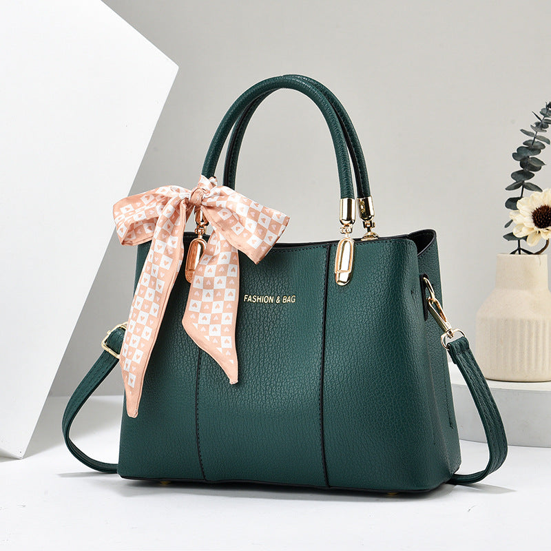 Simple women's bag 2025 new trend fashion scarf accessories mother bag soft leather solid color western-style single shoulder diagonal cross bag