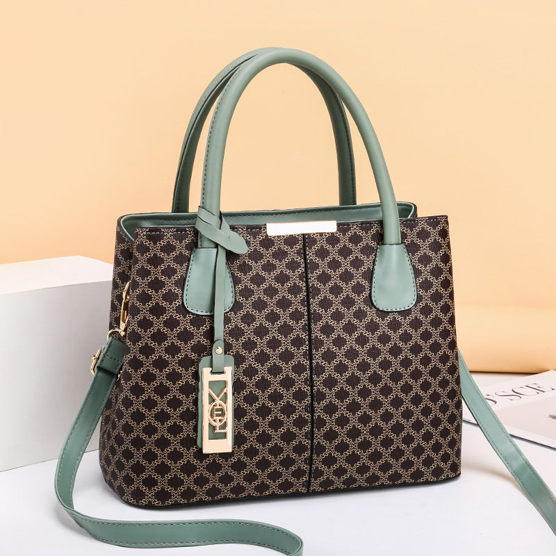 2025 New Fashionable Printed Handbag for Women, Korean Version, Middle aged Mom Bag, Single Shoulder Crossbody Bag, One Piece Hair Collection