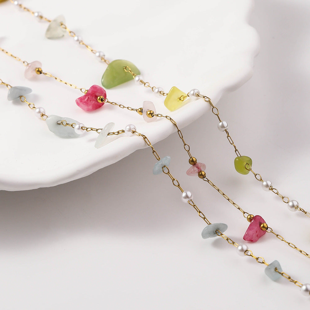 DIY handmade stainless steel string, stone chain accessories, chain bracelets, gold clip pearl chains, meter necklace wholesale