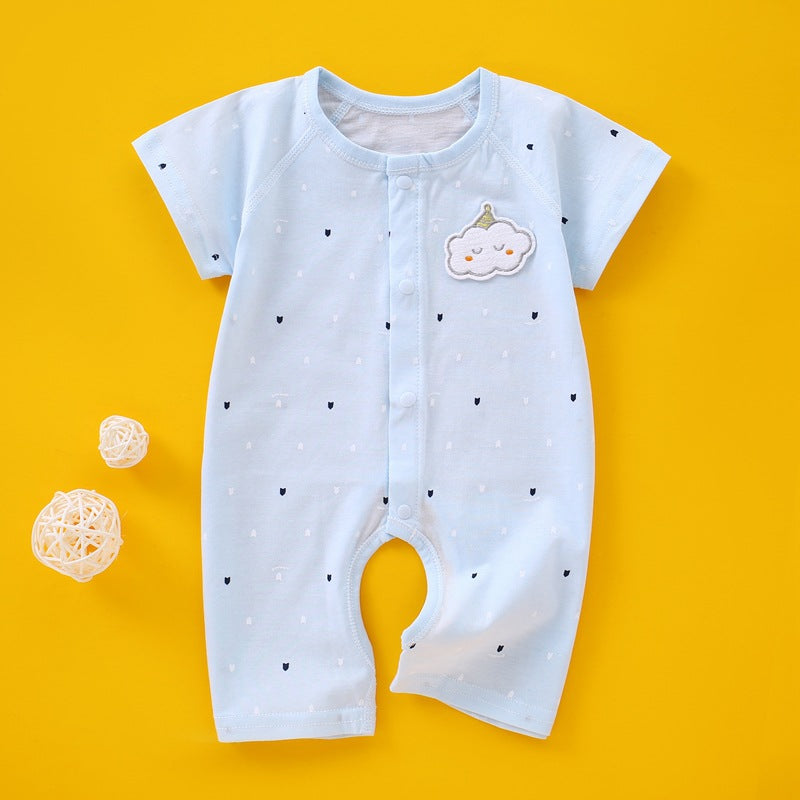 Baby jumpsuit made of pure cotton boneless A-class summer thin short sleeved newborn clothes, baby clothes, pajamas, climbing clothes