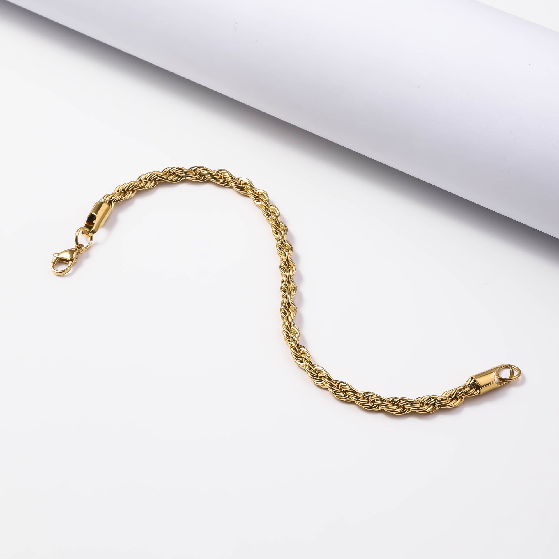 Hot Sale Stainless Steel Twist Bracelet Cross Border 18K Real Gold Color Preservation Galvanoplasty Unisex Titanium Steel Jewelry Bracelet