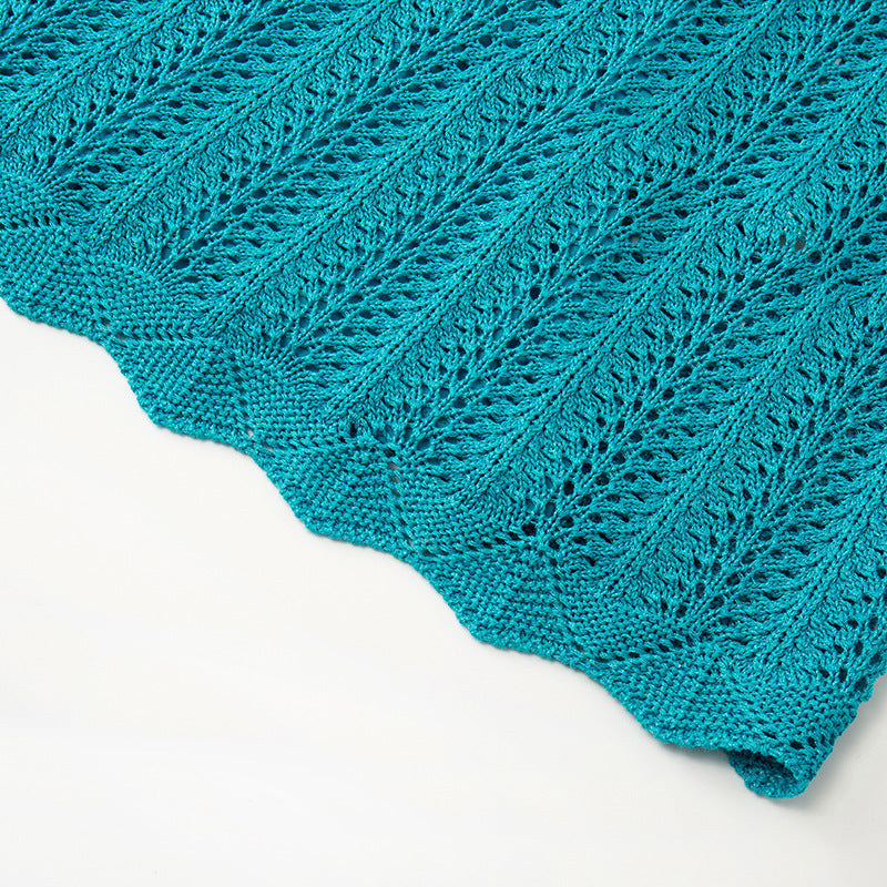 ALEXIS long knit dress with V-neckline, long sleeves, low-cut and high-quality hollow