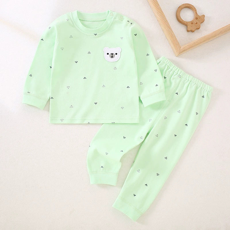 Spring and Autumn New Baby Underwear, Newborn Clothes, Pure Cotton Autumn Clothes, Autumn Pants, Head and Shoulder Buckles, Children's Set
