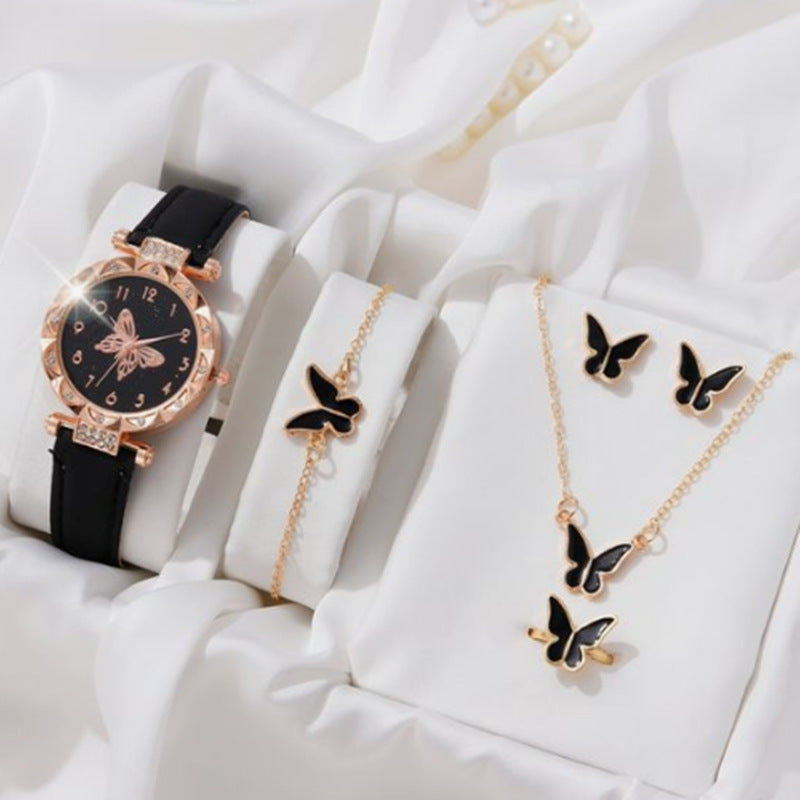 Cross border New Popular Women's Bracelet Watch Fashion Simple Butterfly Five piece Watch Set