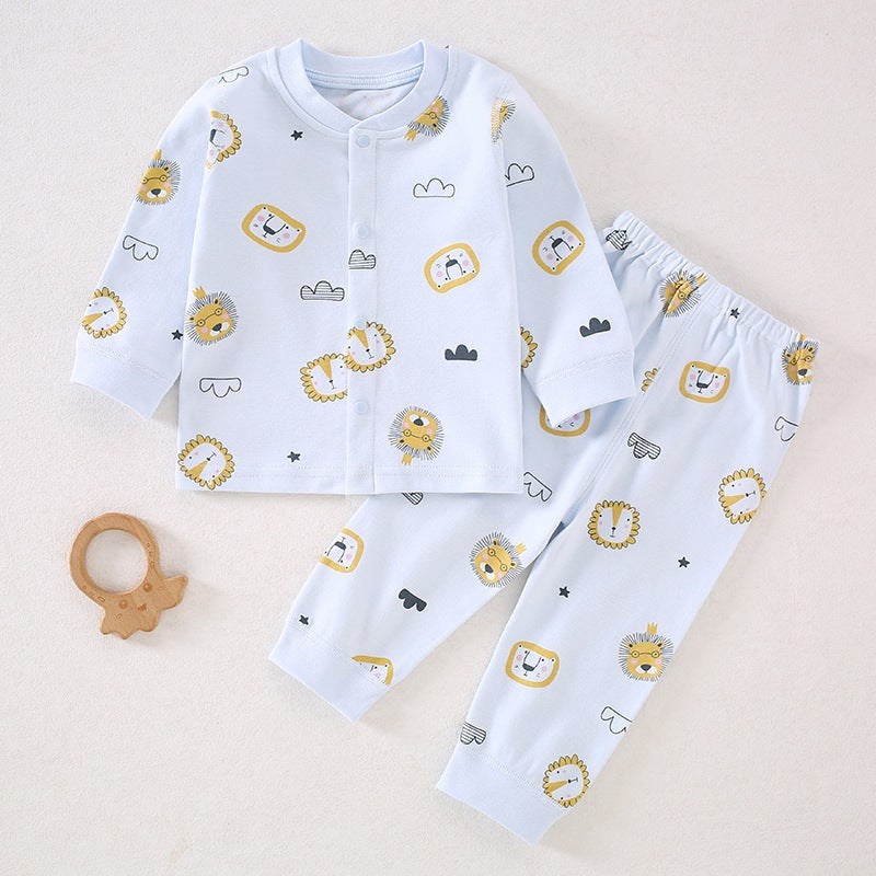 Baby Split Clothes, Baby Boys and Girls Autumn Clothes and Pants Set, Class A Pure Cotton Spring and Autumn Full Cotton Underwear Set