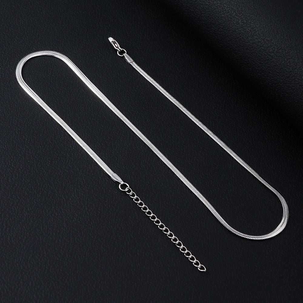 Cross border stainless steel push fit necklace, simple hip-hop snake bone chain, DIY accessory chain, women's collarbone titanium steel necklace