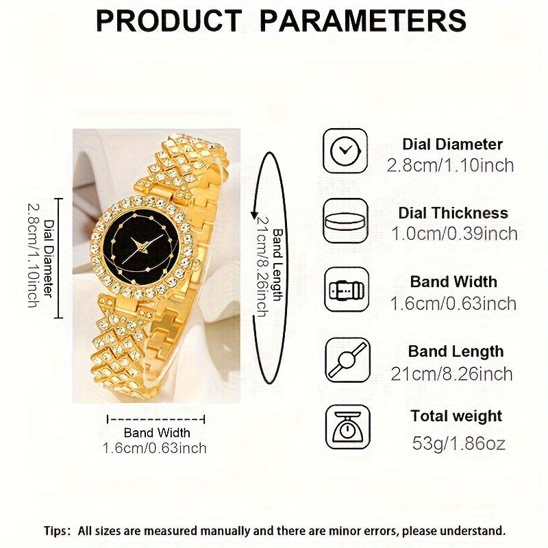 Manufacturer direct sales of new luxury full diamond bracelet watch set for women, exquisite five piece quartz watch set