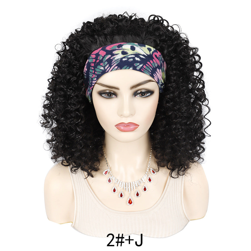 Ice silk hairbands, wigs, headgear, African women's short curly hair, deep wave wigs, factory direct sales, wholesale