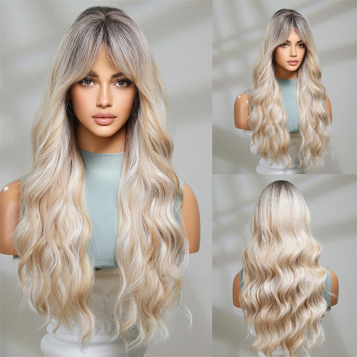 Cross border new products for European and American girls, including split long curly hair, simulated hair with gradient gold color, and pink long curly hair wholesale