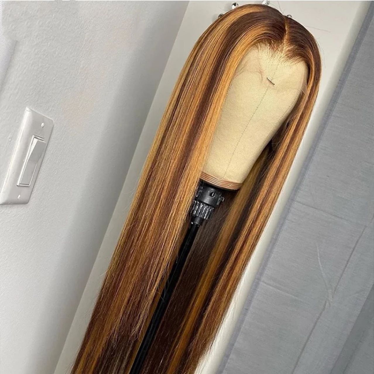 Wig Cross border synthetic long straight hair from Europe and America, lace dyed straight hair, new long curly hair, multi-color dyed wig