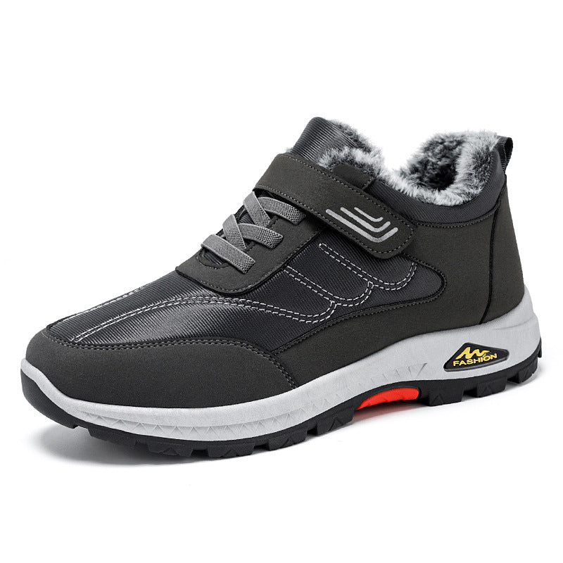 Men's cotton shoes, winter new hiking shoes, warm hiking shoes, hair replacement with thick velvet Velcro snow boots