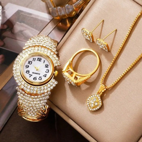 Luxury watches, rhinestones, women's fashionable and elegant watches, women's quartz watches, jewelry sets for girls and women