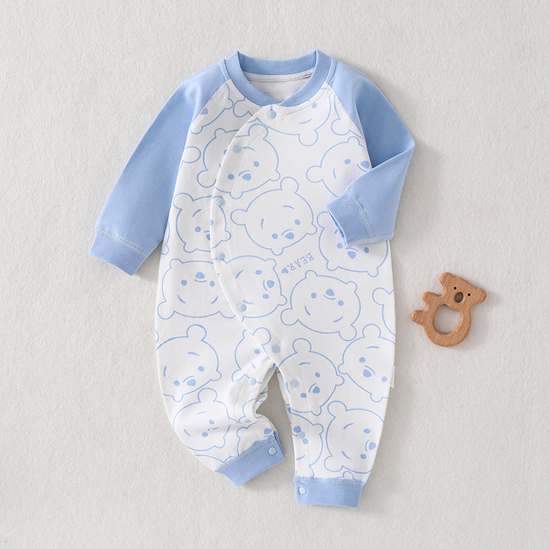 Baby jumpsuit made of pure cotton for spring and autumn, baby clothes for newborns, Class A clothes, crawling clothes, Anyang baby children's clothing