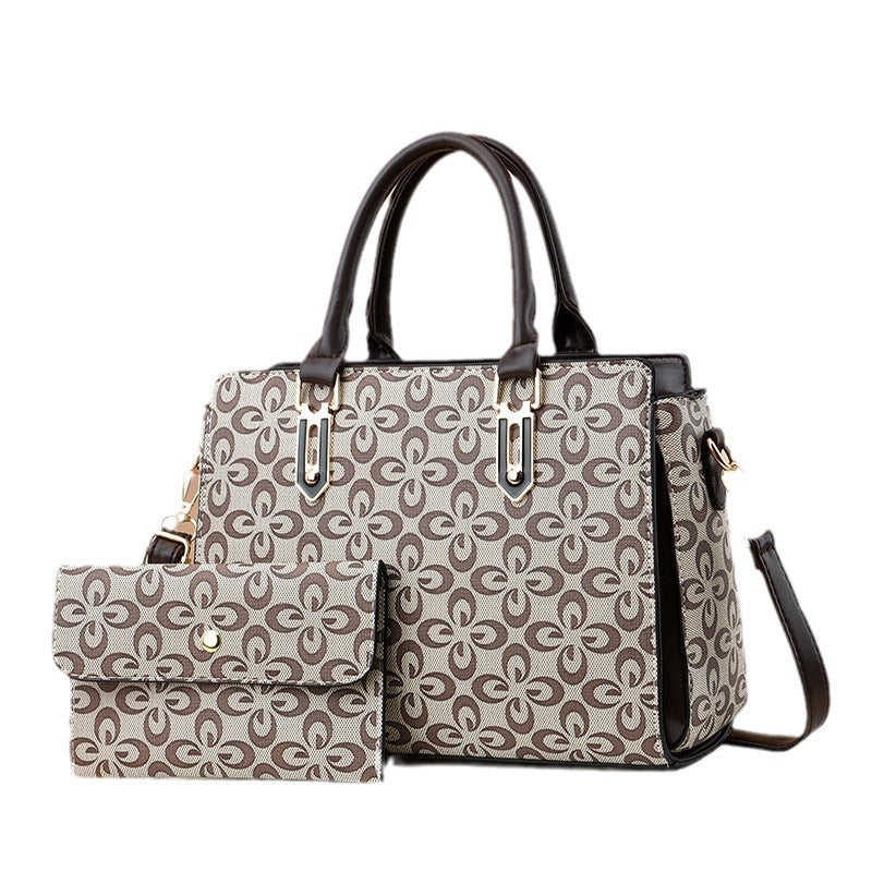 2024 New European and American Retro Trendy Printed Large Capacity Mother and Child Large Bag Fashion Texture Tote Women's Bag Handbag