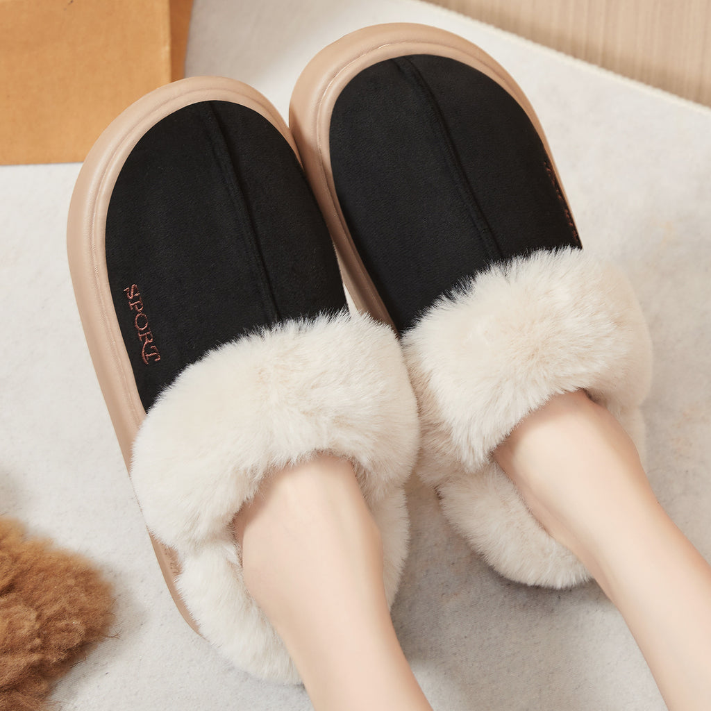 Cotton shoes for women in winter, new style with added velvet and thickened home cotton slippers, fashionable and versatile short boots, cross-border one-piece women's cotton boots