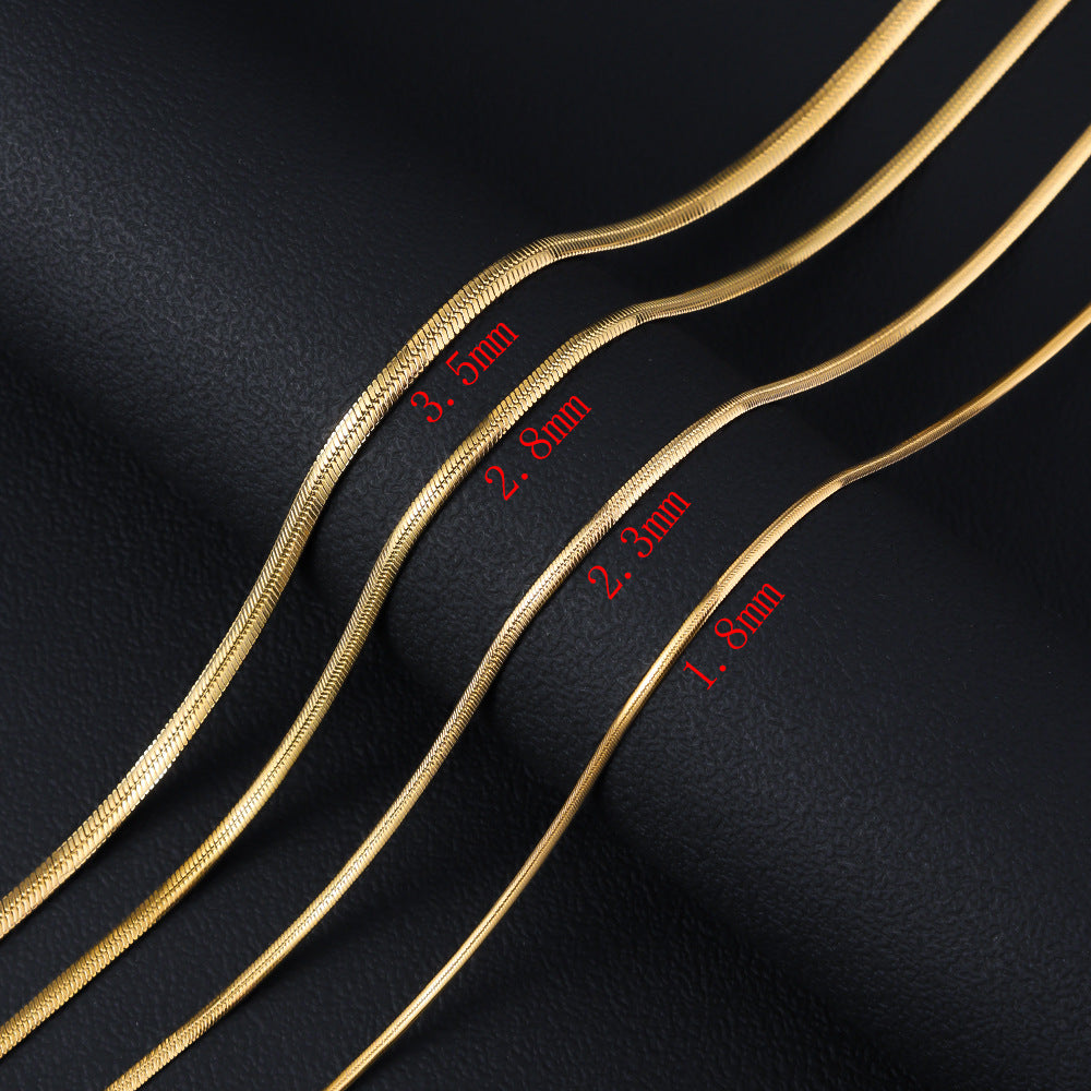 Cross border stainless steel push fit necklace, simple hip-hop snake bone chain, DIY accessory chain, women's collarbone titanium steel necklace