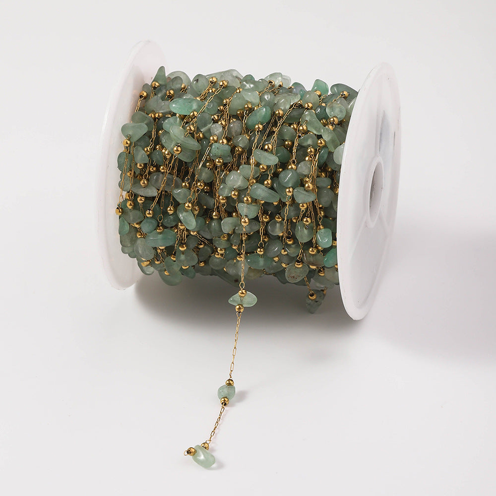 Handmade natural stone chain, DIY jewelry, chain bracelet, women's stainless steel chain, natural stone necklace, wholesale in meters