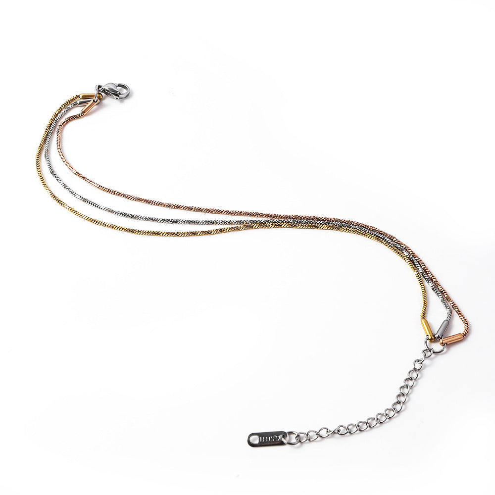 Stainless steel twisted square snake bracelet for women's European and American fashion trends, 18K vacuum electroplated titanium steel snake bone chain bracelet inside the furnace