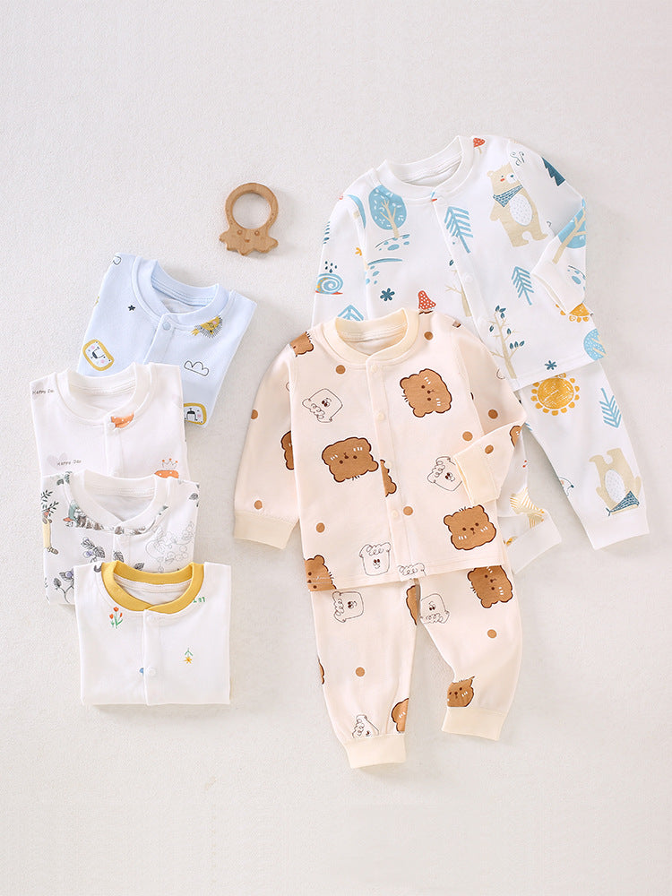 Baby Split Clothes, Baby Boys and Girls Autumn Clothes and Pants Set, Class A Pure Cotton Spring and Autumn Full Cotton Underwear Set