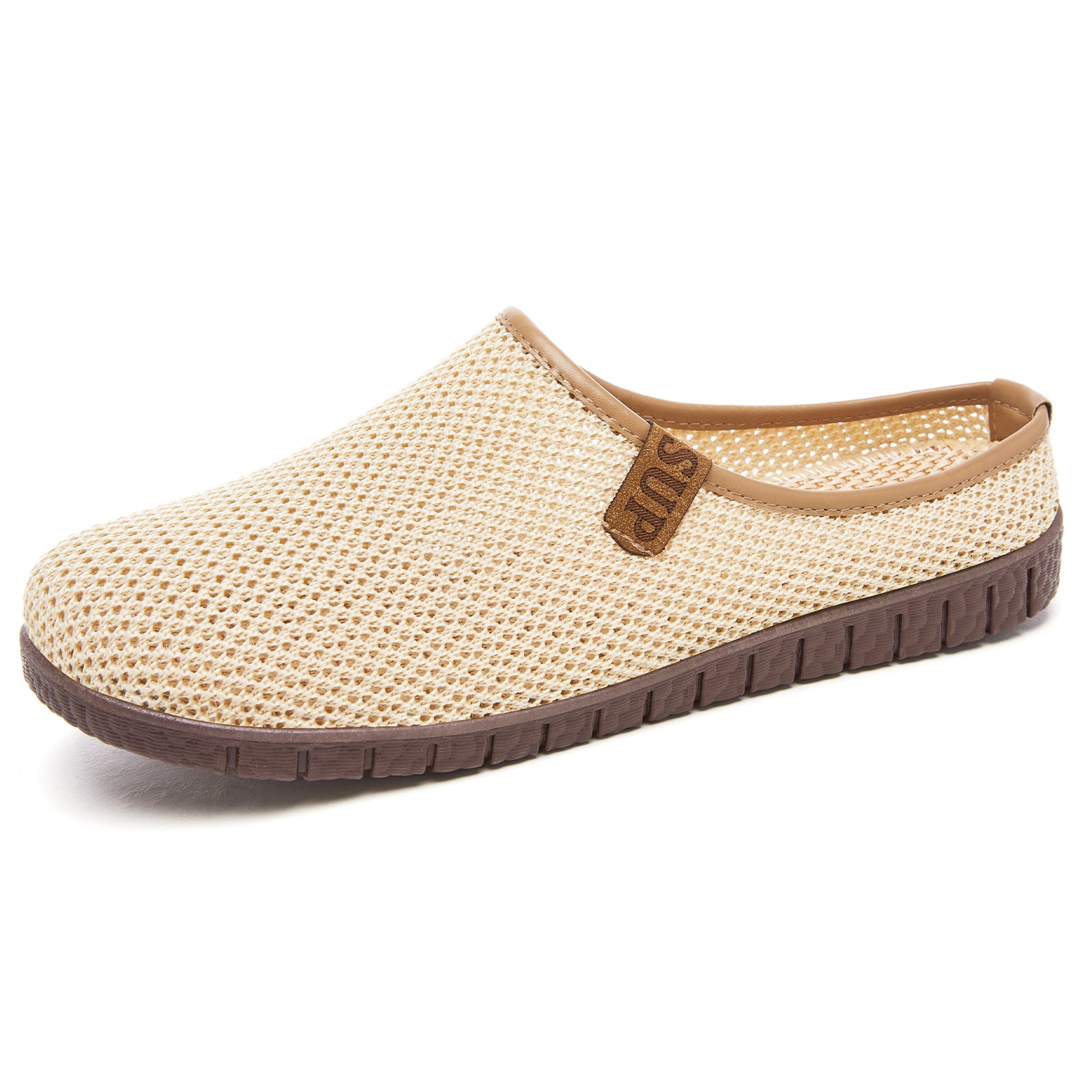 Women's slippers for summer, breathable casual shoes for outdoor wear, shallow toe cap, fly woven hollow out women's shoes, one foot, half drag