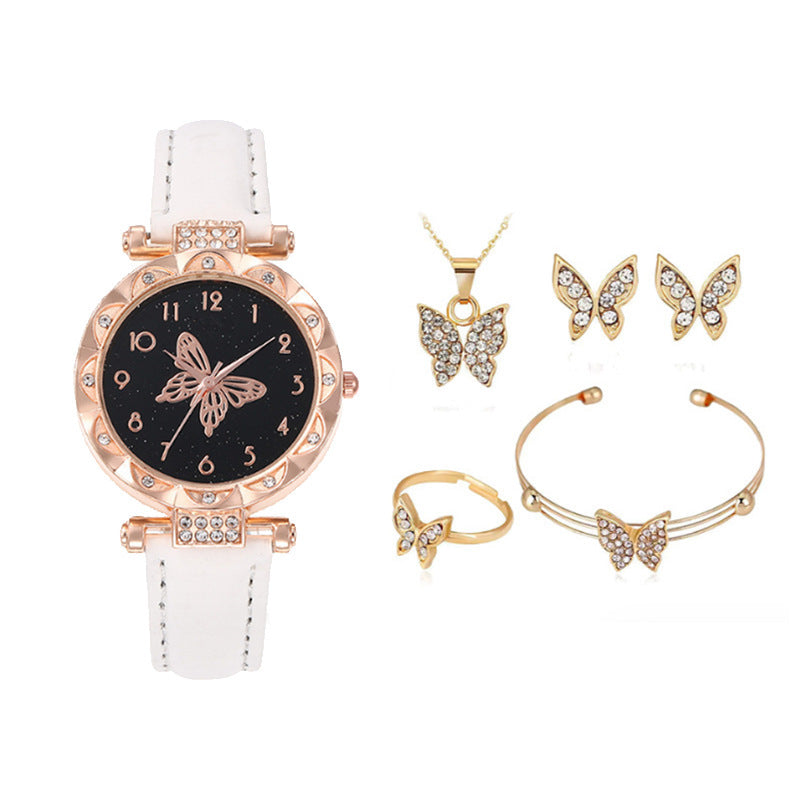 Cross border New Popular Women's Bracelet Watch Fashion Simple Butterfly Five piece Watch Set