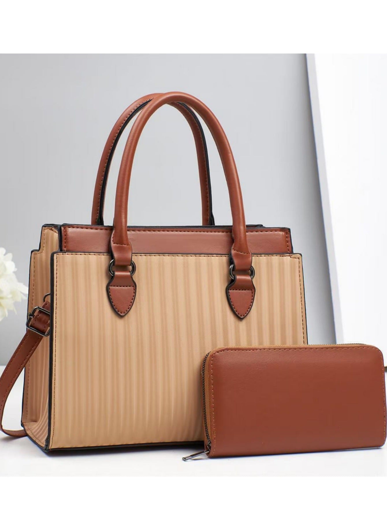 Korean version women's handbag 2025 new retro striped embossed large capacity contrasting color single shoulder crossbody tote mother bag