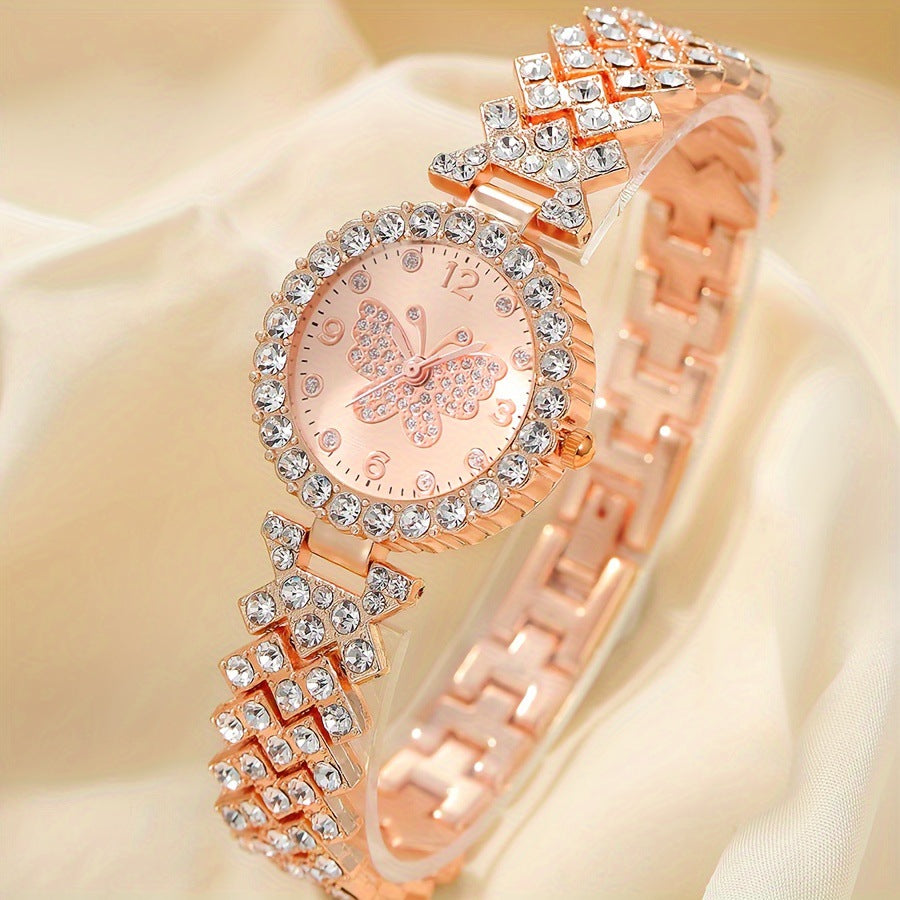 Foreign trade fashion Roman pattern diamond inlaid women's watch quartz watch bracelet women's watch manufacturer in stock dial