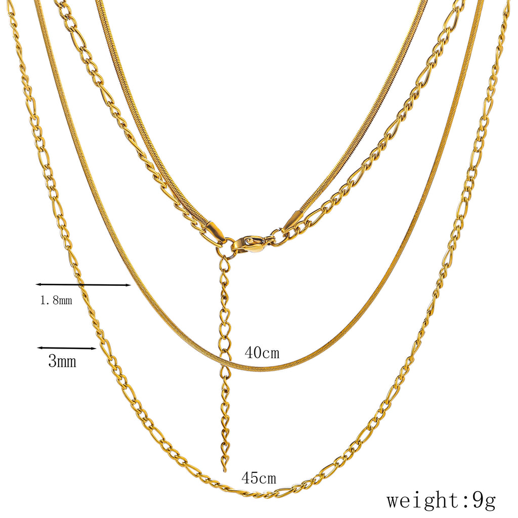 Cross border stainless steel double layered necklace plated with 18K real gold, push close chain, Ferraro chain, titanium steel necklace, collarbone chain