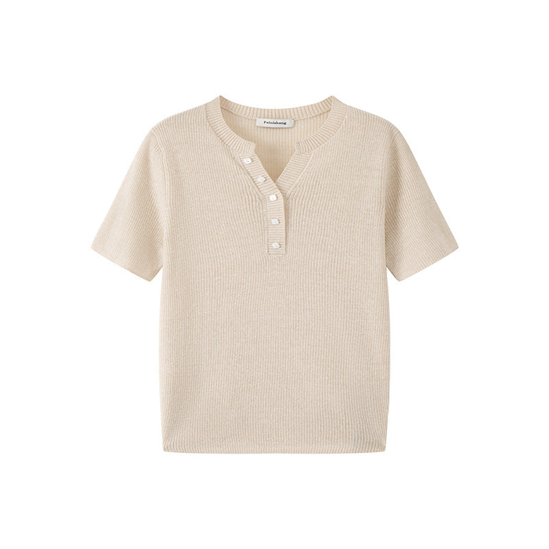 Stylish knitted sweater with fringes, sleeveless, French fashion round neckline