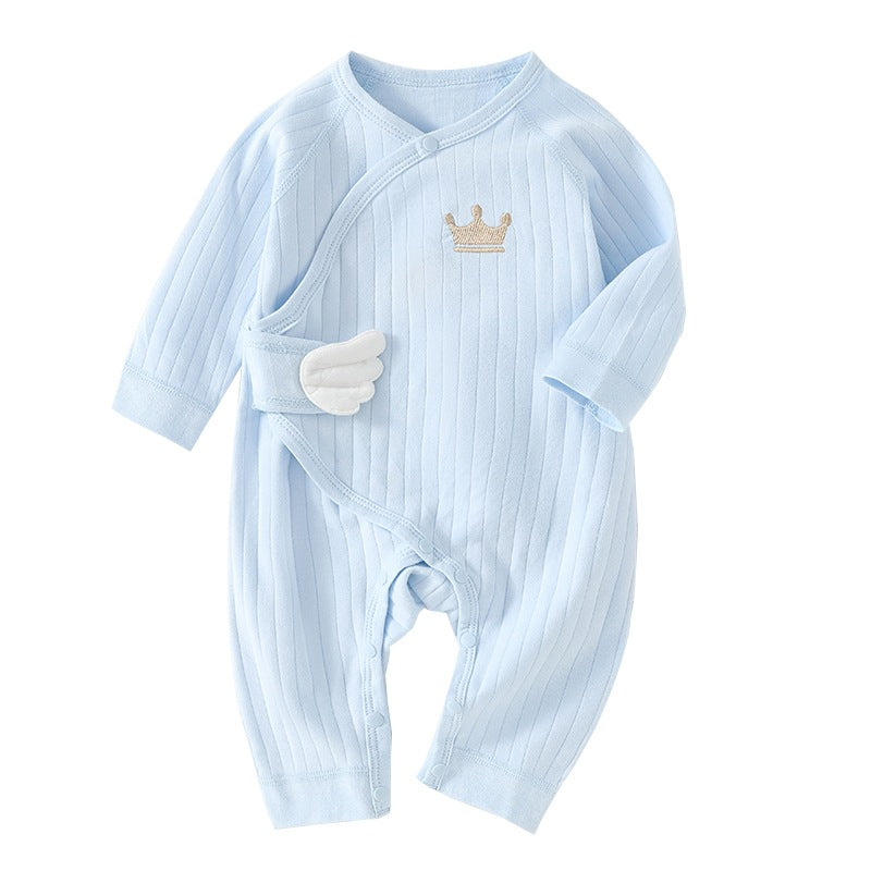 Strap up baby jumpsuit, pure cotton baby sleepwear, long sleeved khai, monk butterfly clothes, can be worn in spring and autumn