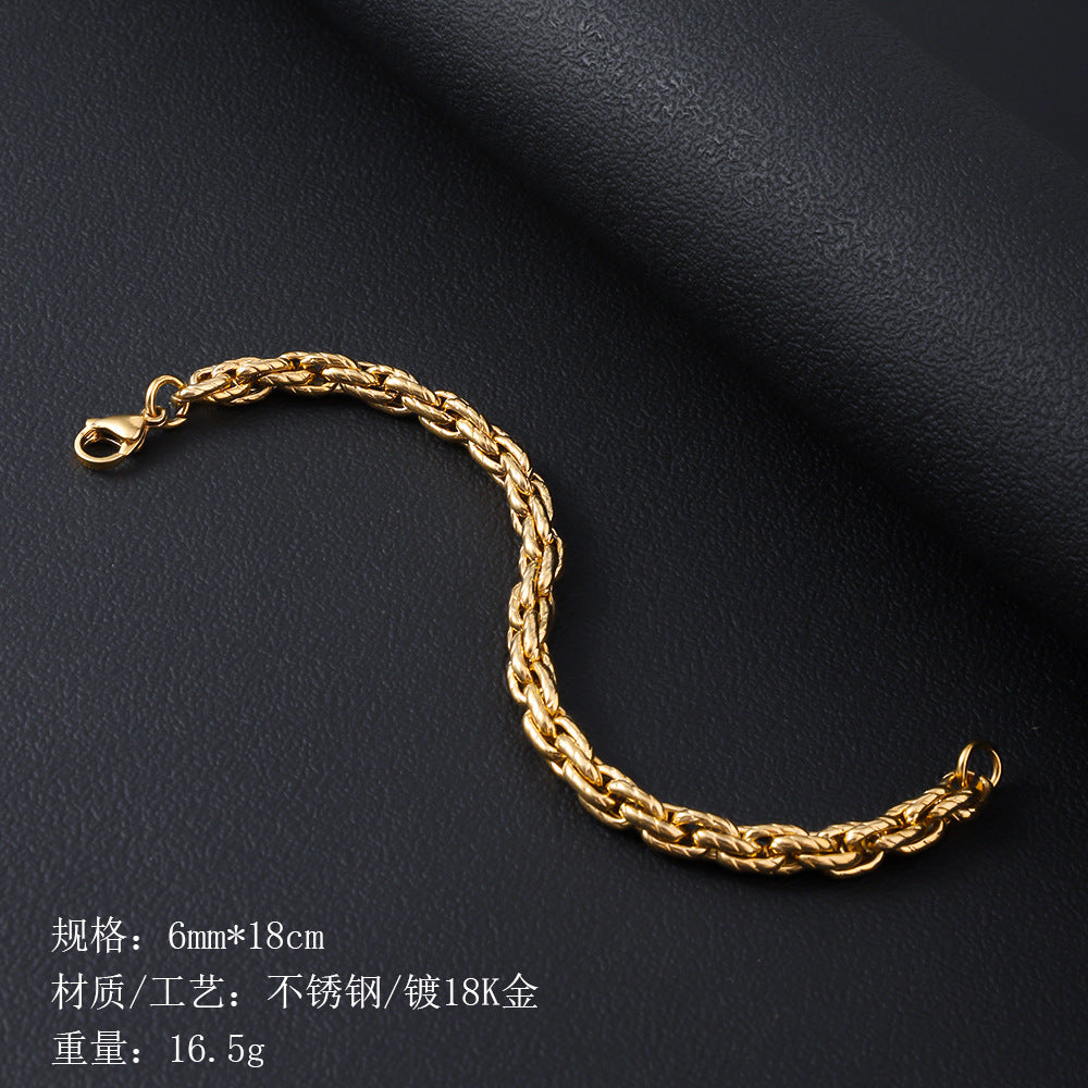Stainless steel bracelet for women's cross-border fashion in Europe and America, plated with 18K gold, non fading and washable men's titanium steel bracelet