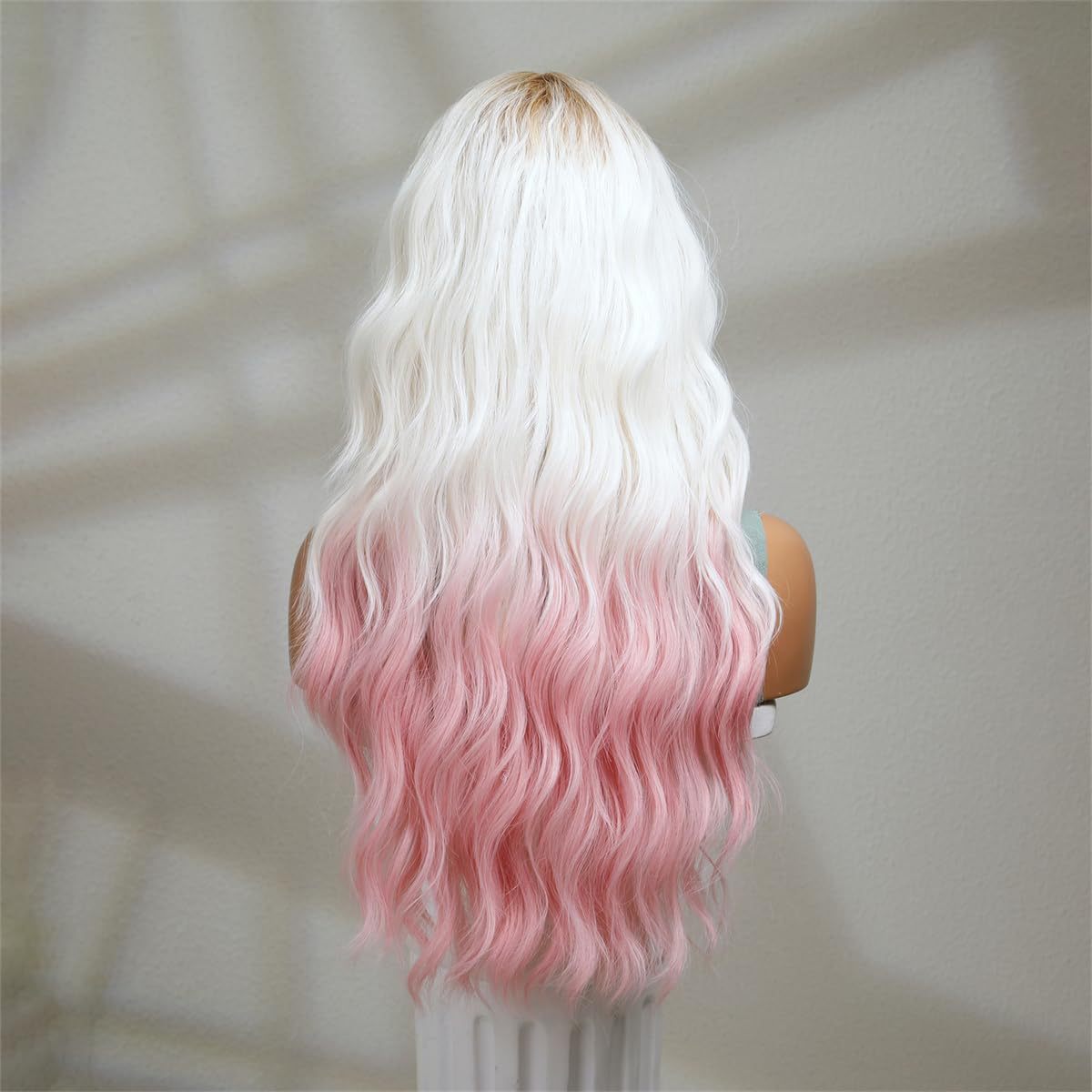 Cross border new products for European and American girls, including split long curly hair, simulated hair with gradient gold color, and pink long curly hair wholesale