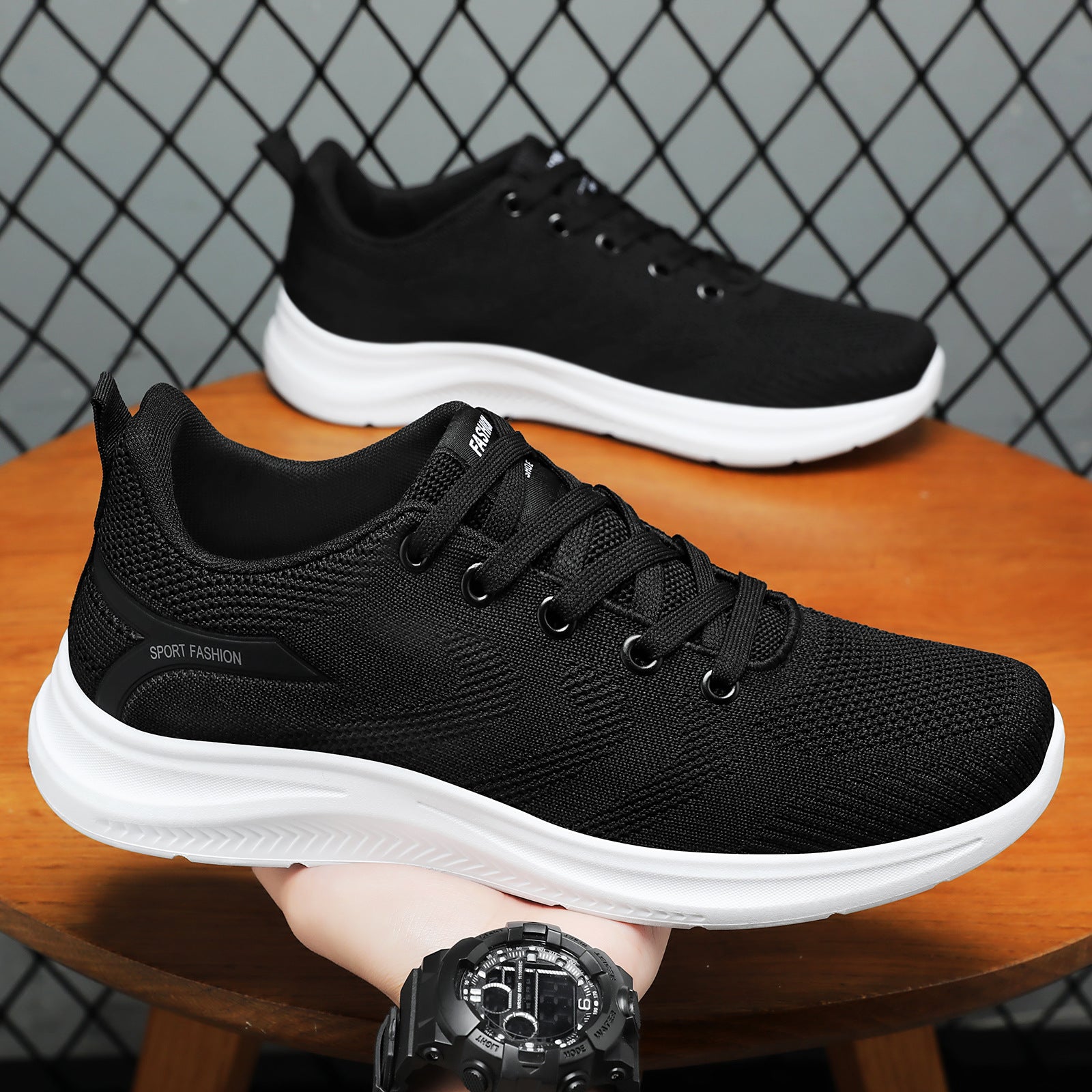 Sports shoes men's autumn new cross-border single shoe versatile casual lightweight soft sole fly woven mesh comfortable running shoes