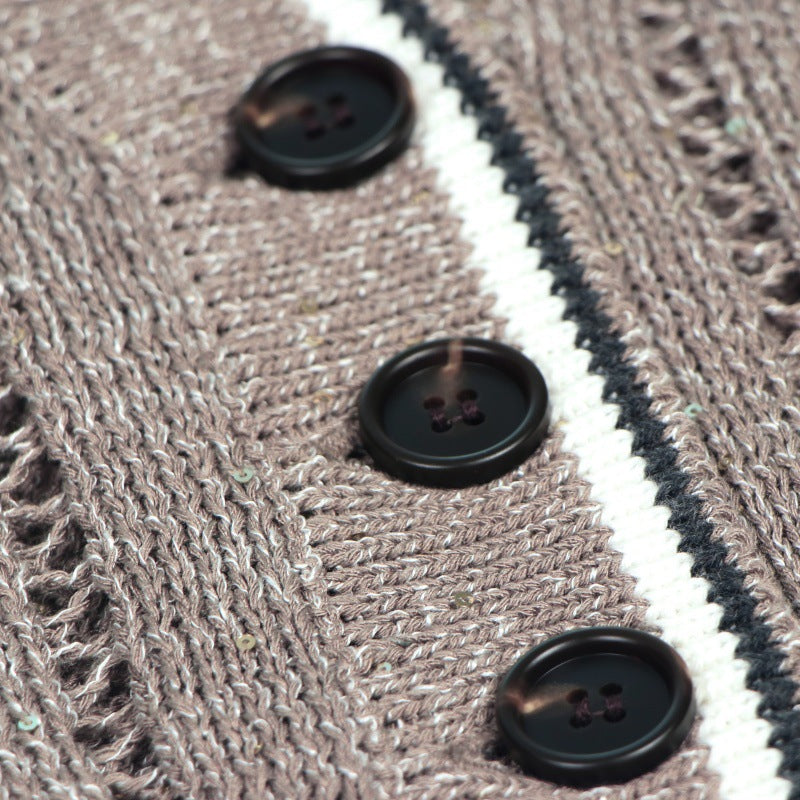 Elegant jacket with V-neckline, long sleeves, single buttons, high-quality linen-cotton embroidery