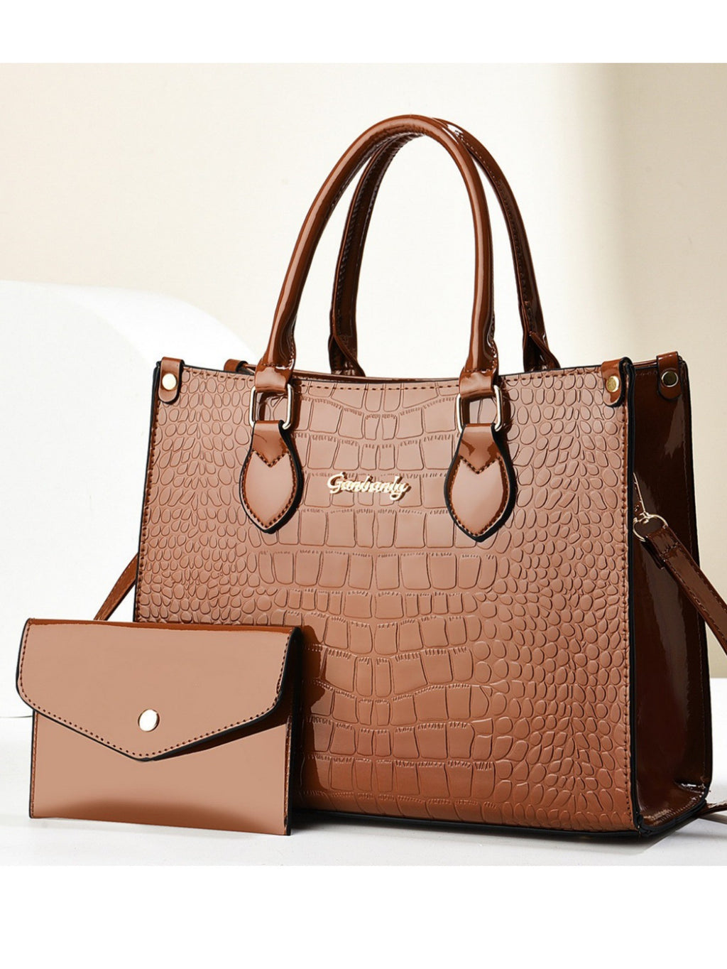 Send Mom Mother's Day Gift 2025 New Light Luxury Large Capacity Bright Leather Crocodile Pattern Single Shoulder Mother and Child Bag Foreign Trade Bag
