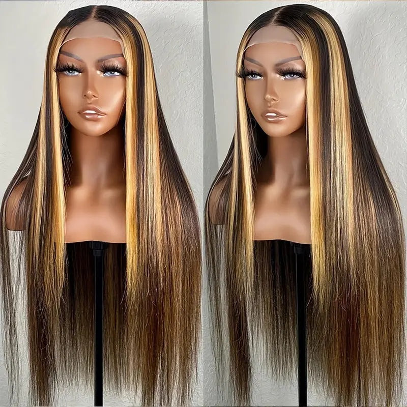 Amazon Cross border Foreign Trade Fashion European and American Fashion Front Lace African Hot Selling Piano Color Straight Hair Wig Headset