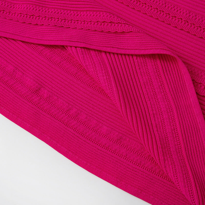 Elegant midi dress in knit fabric, with V-neckline, sleeveless, and high-quality bead embroidery