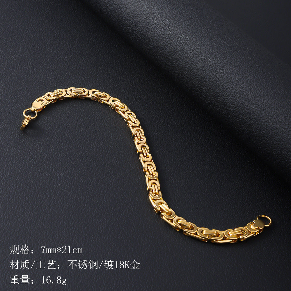 Stainless steel bracelet for women's cross-border fashion in Europe and America, plated with 18K gold, non fading and washable men's titanium steel bracelet