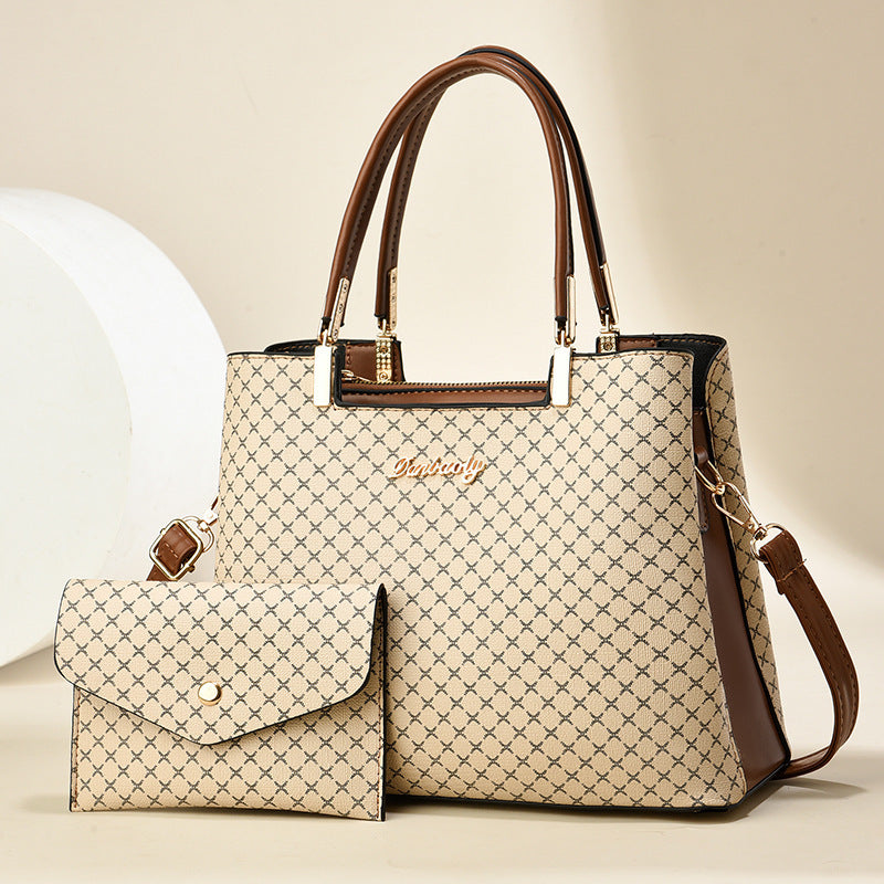 2025 popular printed tote mother bag for women, casual and practical, large capacity, middle-aged women, one shoulder hand-held bag