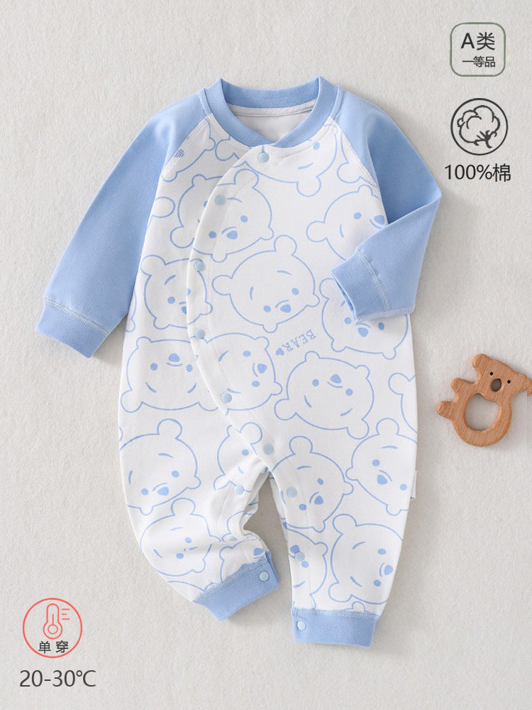 Baby jumpsuit made of pure cotton for spring and autumn, baby clothes for newborns, Class A clothes, crawling clothes, Anyang baby children's clothing