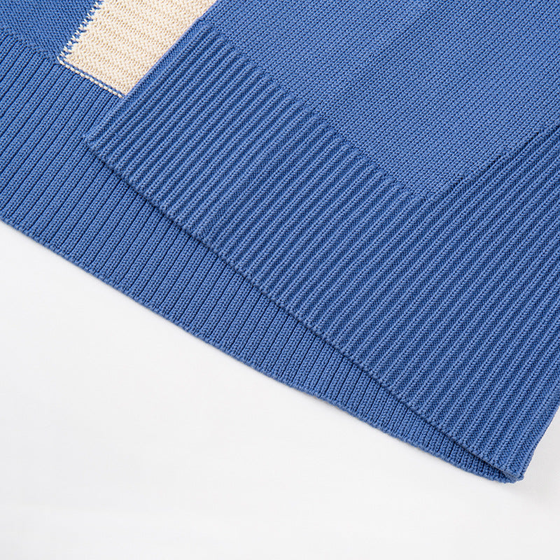 Stylish knit cardigan with long sleeves and high-quality contrasting colors