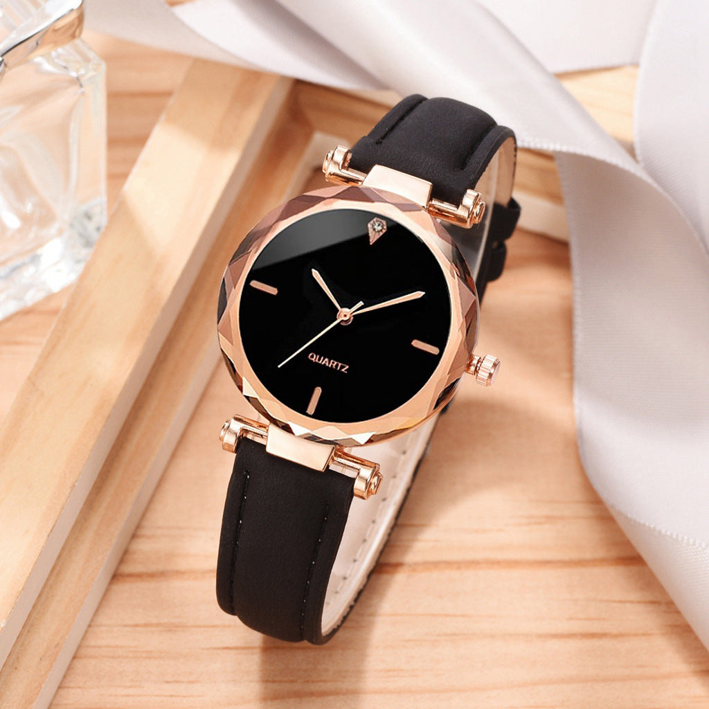 Korean version new fashionable foreign trade trend women's casual watch simple belt watch quartz watch bracelet set