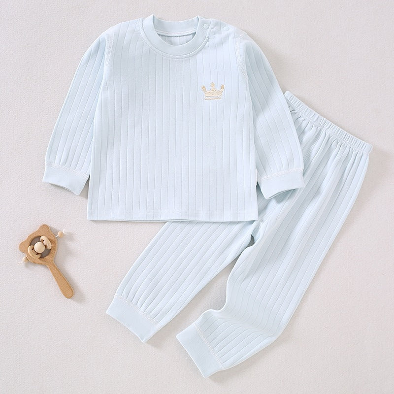 Baby clothes, children's autumn clothes, autumn pants, pure cotton A-class spring and autumn new style, 1-year-old baby pajamas, shoulder button underwear set