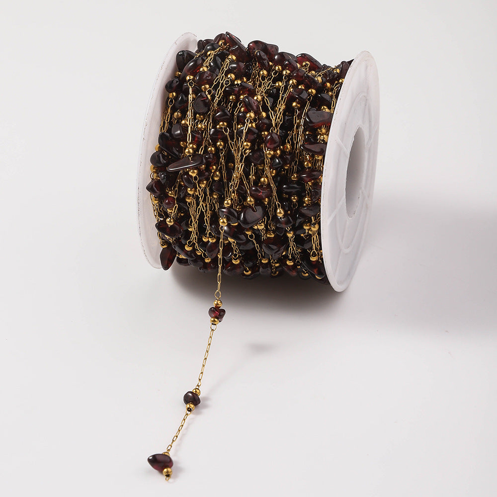 Handmade natural stone chain, DIY jewelry, chain bracelet, women's stainless steel chain, natural stone necklace, wholesale in meters