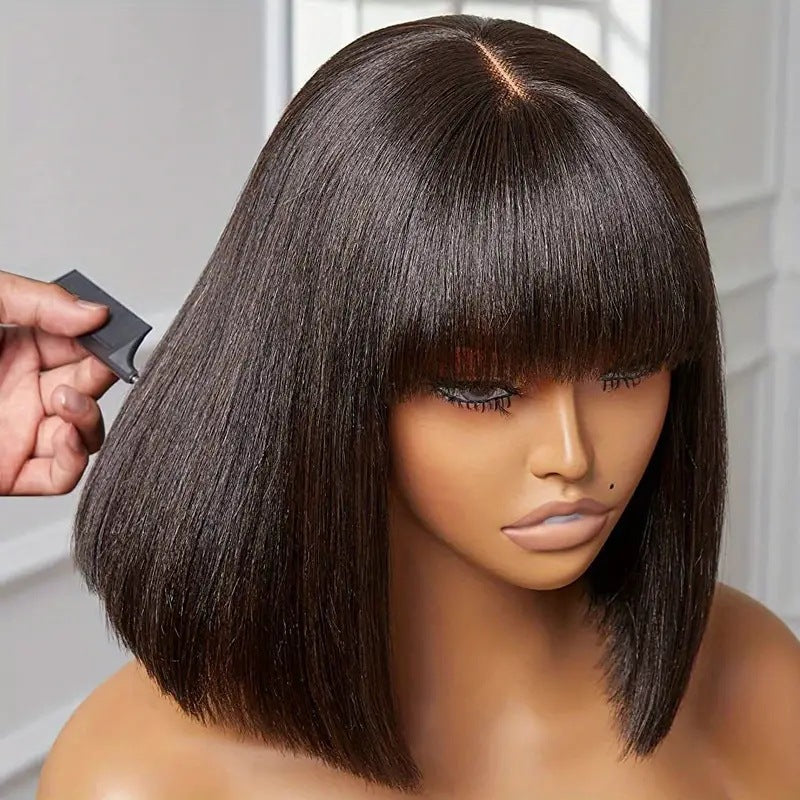 European and American fashion bangs, medium to long hair wigs, full head covers, hot selling bob hair wigs in foreign trade